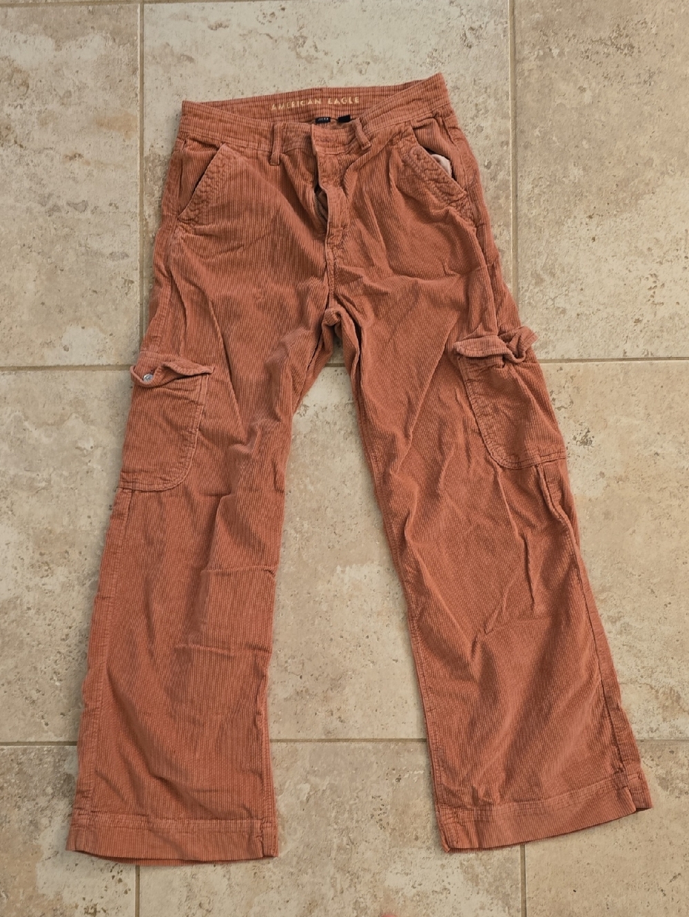 American Eagle Pink Corduroy Cargo Pants - Picture 2 of 4